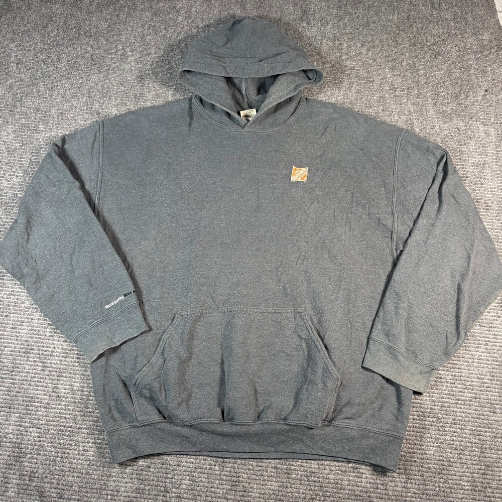Gildan Home Depot Hoodie Mens XL Gray Good Pullover Heavy Blend Logo Workwear